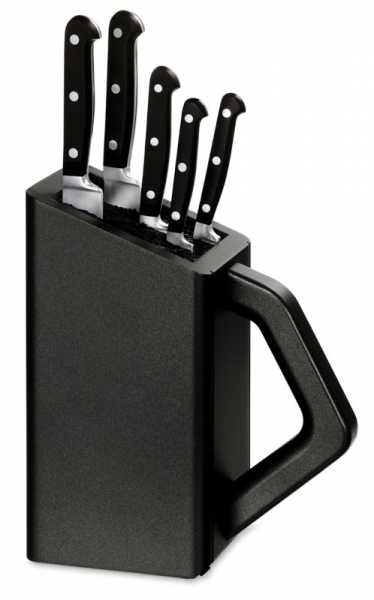 5.1176.53 cutlery block black, 5 knives forged